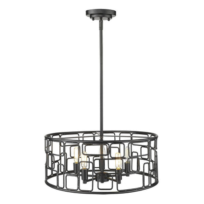 Amoret 5-Light Matte Black Convertible Pendant HomeRoots