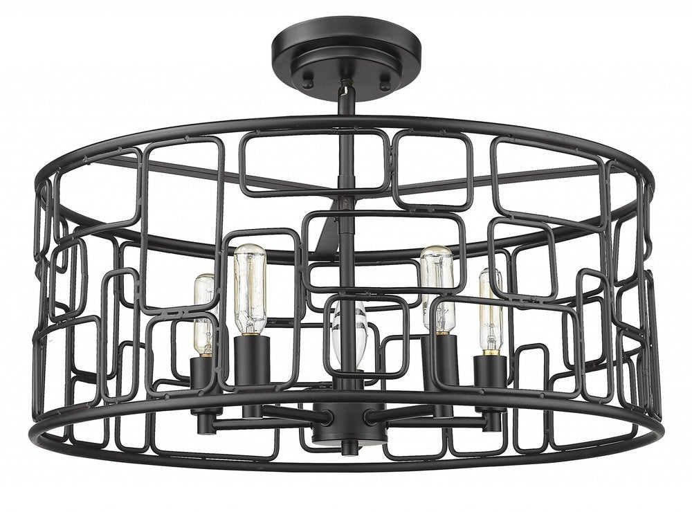 Amoret 5-Light Matte Black Convertible Pendant HomeRoots