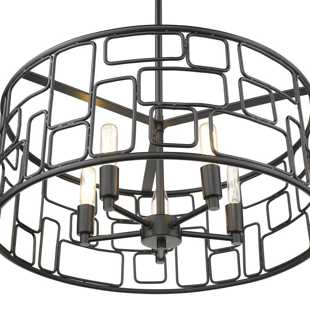 Amoret 5-Light Matte Black Convertible Pendant HomeRoots