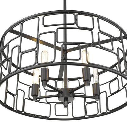 Amoret 5-Light Matte Black Convertible Pendant HomeRoots