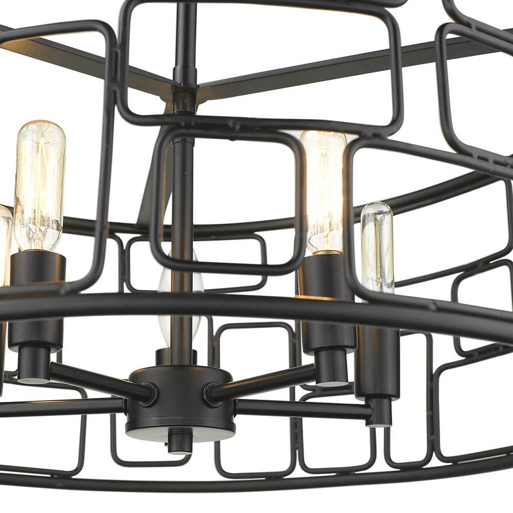 Amoret 5-Light Matte Black Convertible Pendant HomeRoots