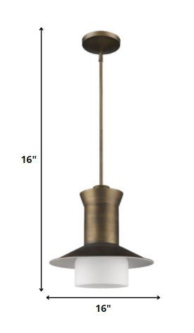 Greta 1-Light Raw Brass Pendant With Gloss White Interior And Etched Glass Shade — view 5