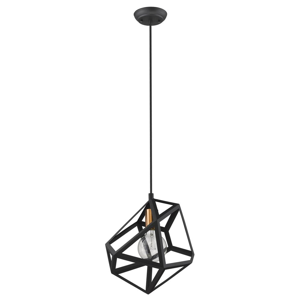 Hedron 1-Light Matte Black Pendant HomeRoots