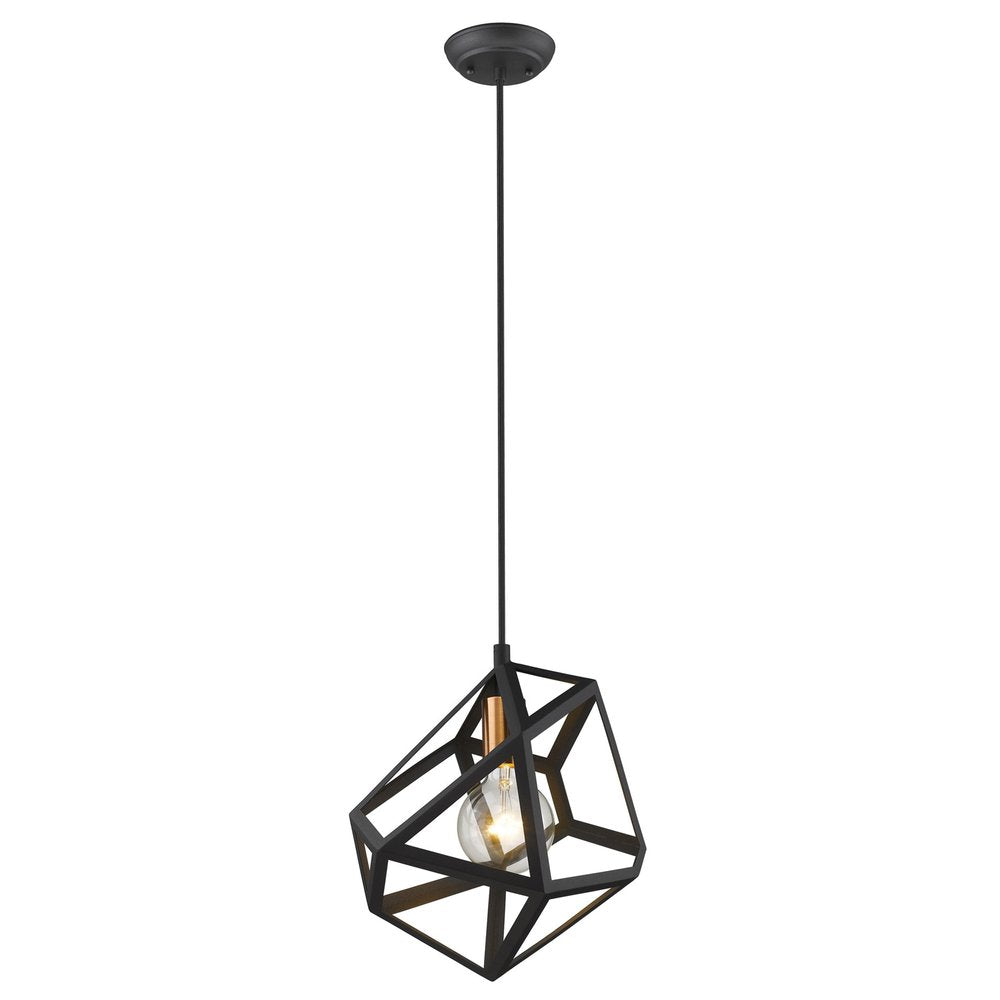 Hedron 1-Light Matte Black Pendant HomeRoots