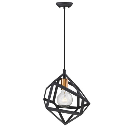 Hedron 1-Light Matte Black Pendant HomeRoots