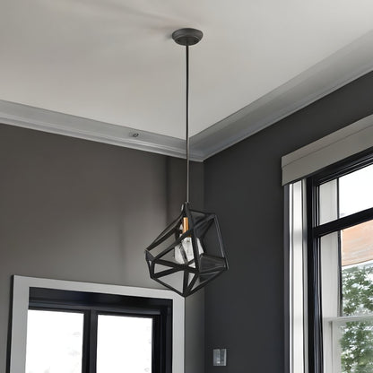 Hedron 1-Light Matte Black Pendant HomeRoots