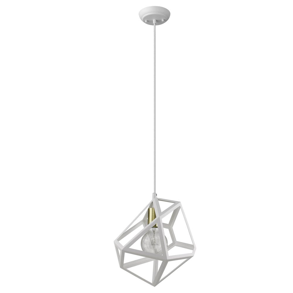 Hedron 1-Light White Pendant HomeRoots