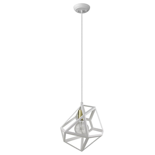 Hedron 1-Light White Pendant HomeRoots