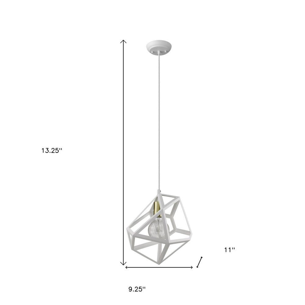 Hedron 1-Light White Pendant HomeRoots
