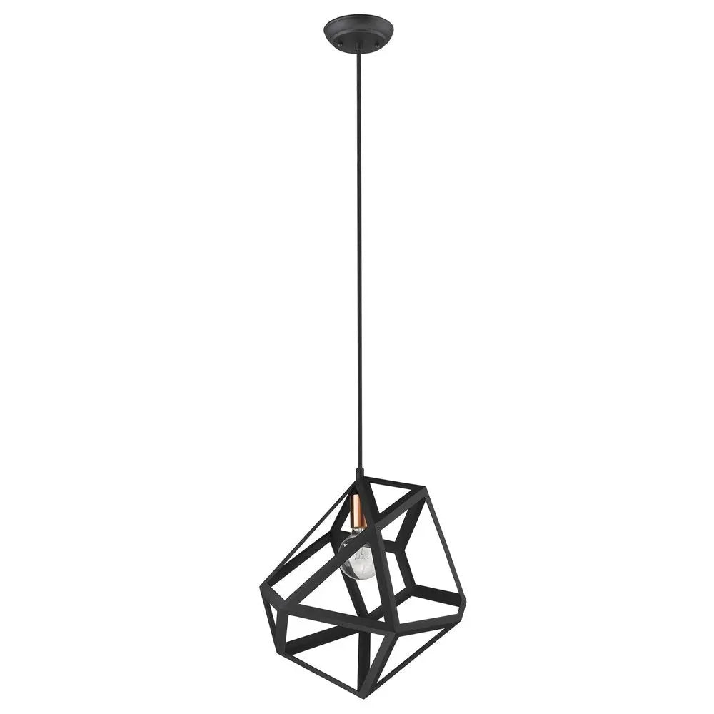 Hedron 1-Light Matte Black Pendant HomeRoots