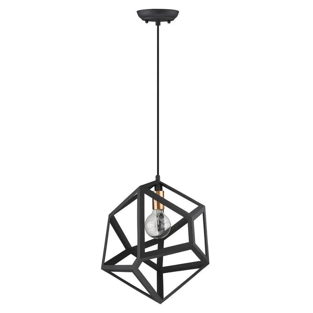 Hedron 1-Light Matte Black Pendant HomeRoots