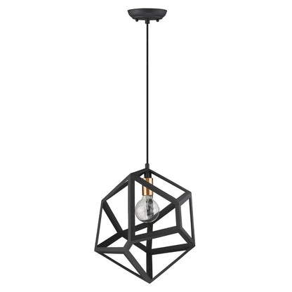 Hedron 1-Light Matte Black Pendant HomeRoots
