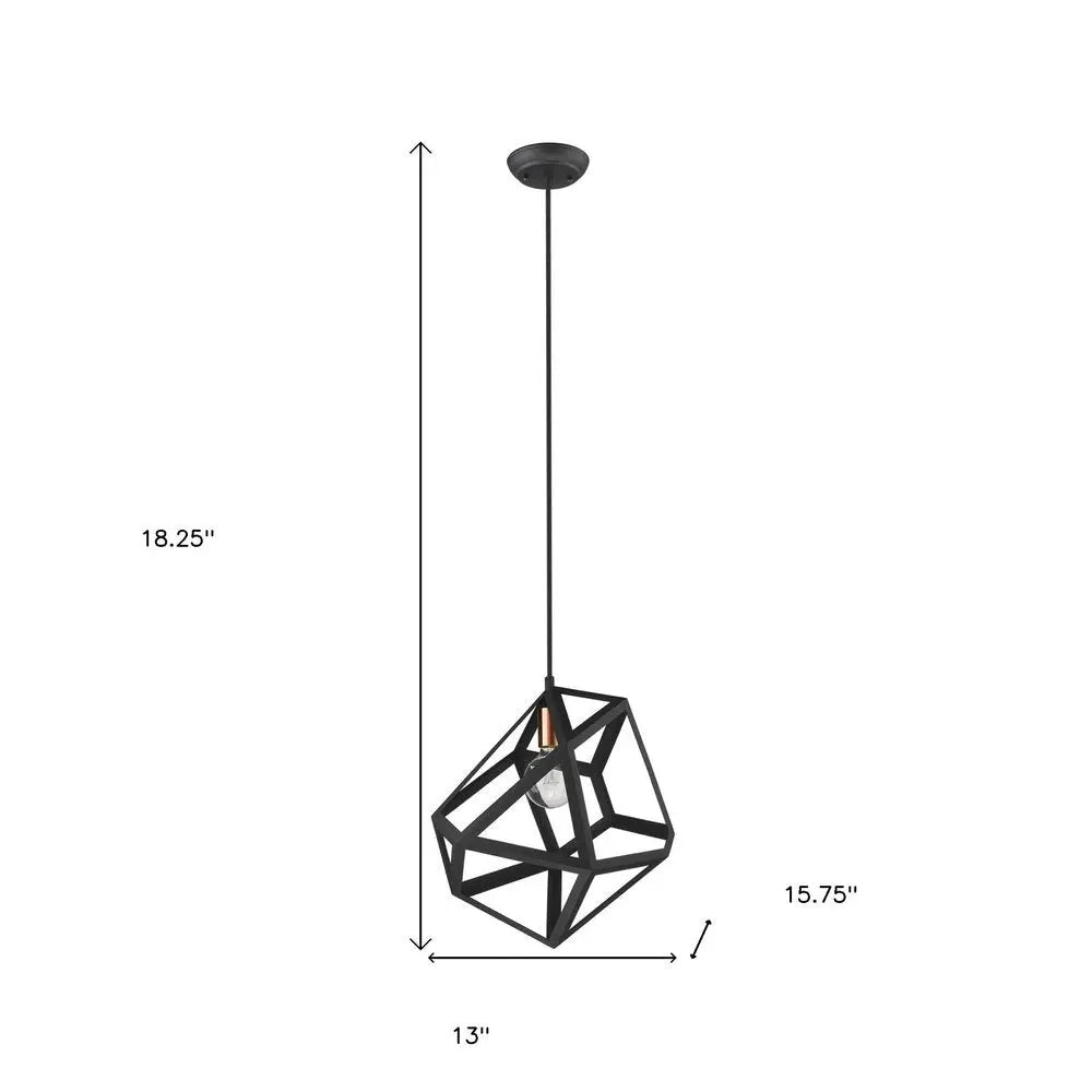 Hedron 1-Light Matte Black Pendant HomeRoots