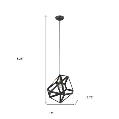 Hedron 1-Light Matte Black Pendant HomeRoots