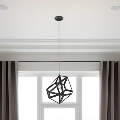 Hedron 1-Light Matte Black Pendant HomeRoots