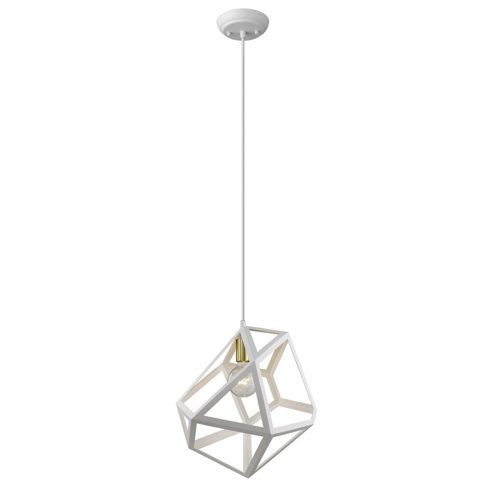 Hedron 1-Light White Pendant HomeRoots