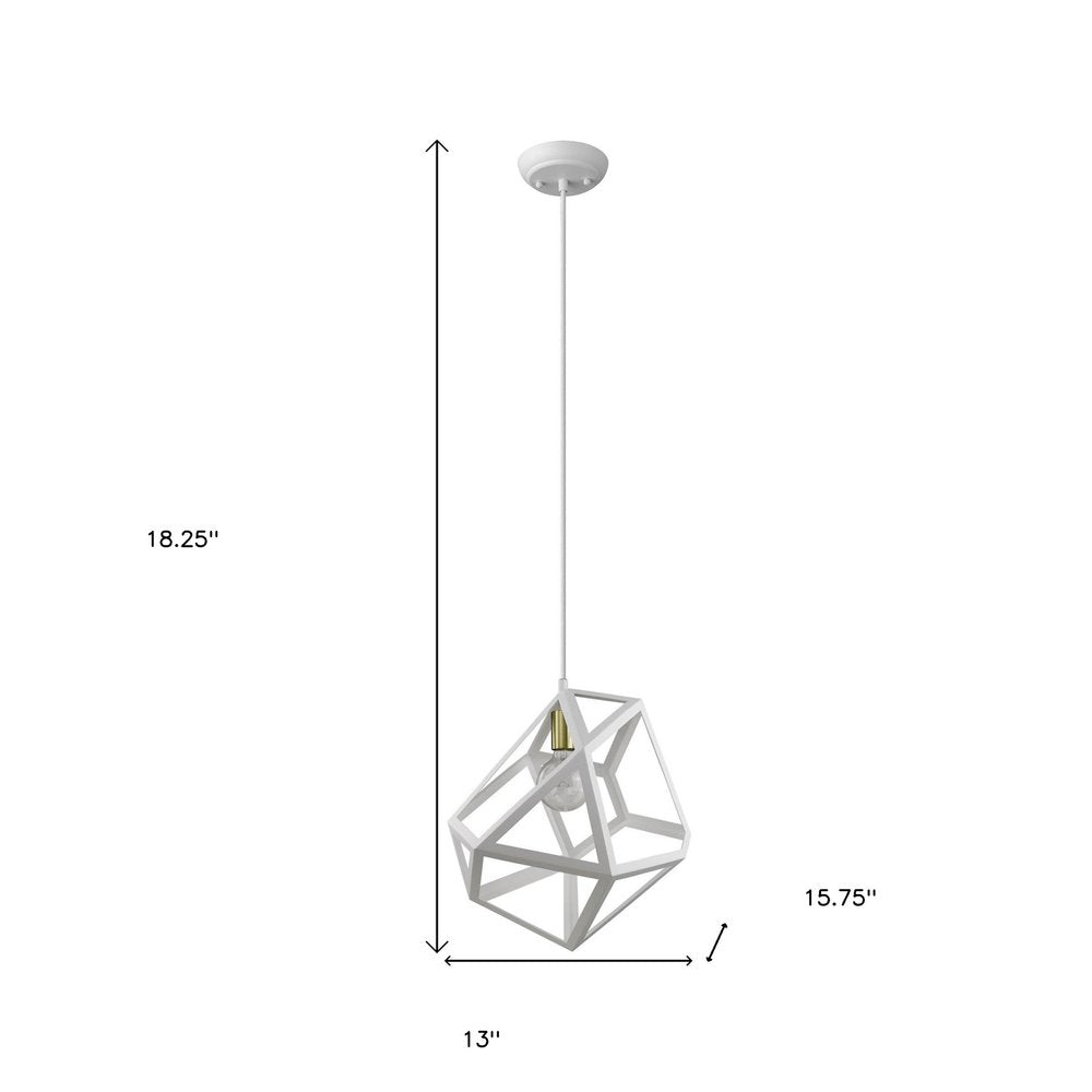 Hedron 1-Light White Pendant HomeRoots