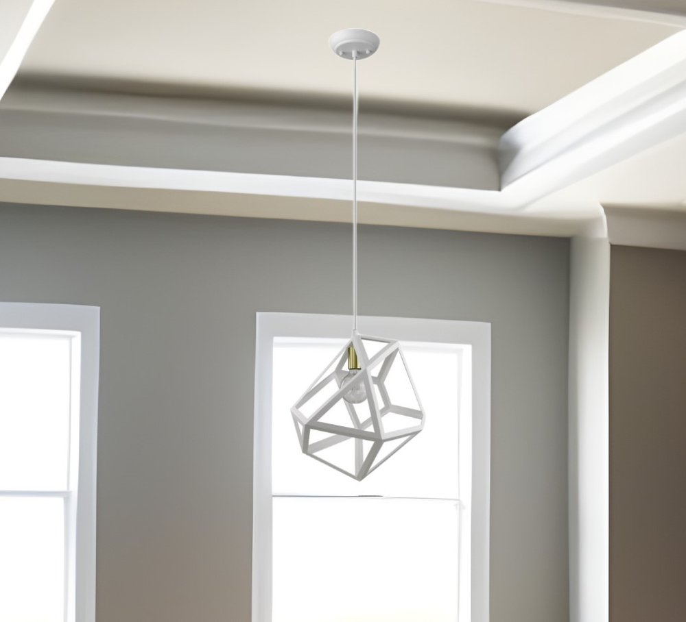 Hedron 1-Light White Pendant HomeRoots