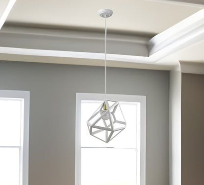 Hedron 1-Light White Pendant HomeRoots