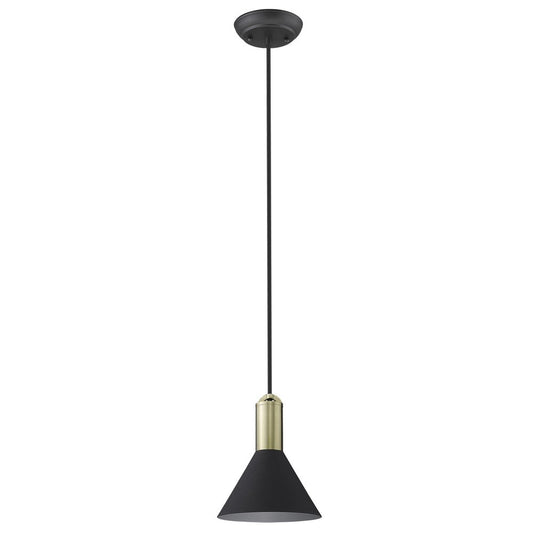 Matte Black and Gold Conical Pendant Hanging Light HomeRoots