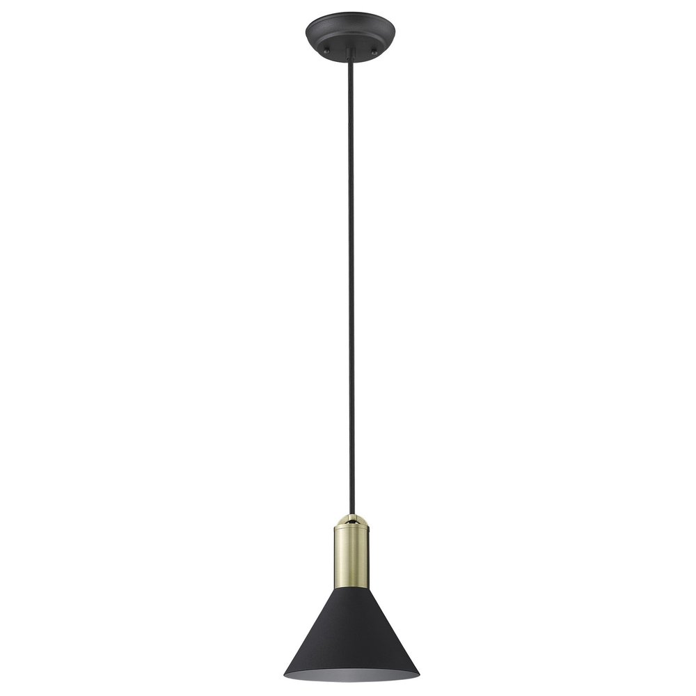 Matte Black and Gold Conical Pendant Hanging Light HomeRoots