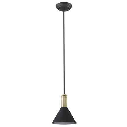 Matte Black and Gold Conical Pendant Hanging Light HomeRoots