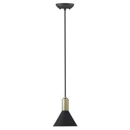 Matte Black and Gold Conical Pendant Hanging Light HomeRoots