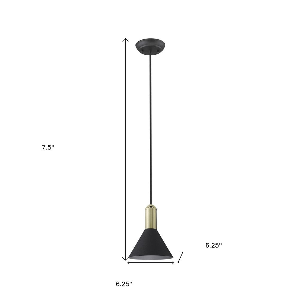 Matte Black and Gold Conical Pendant Hanging Light HomeRoots