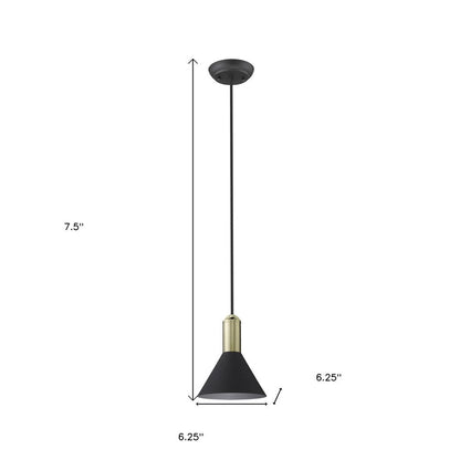 Matte Black and Gold Conical Pendant Hanging Light HomeRoots
