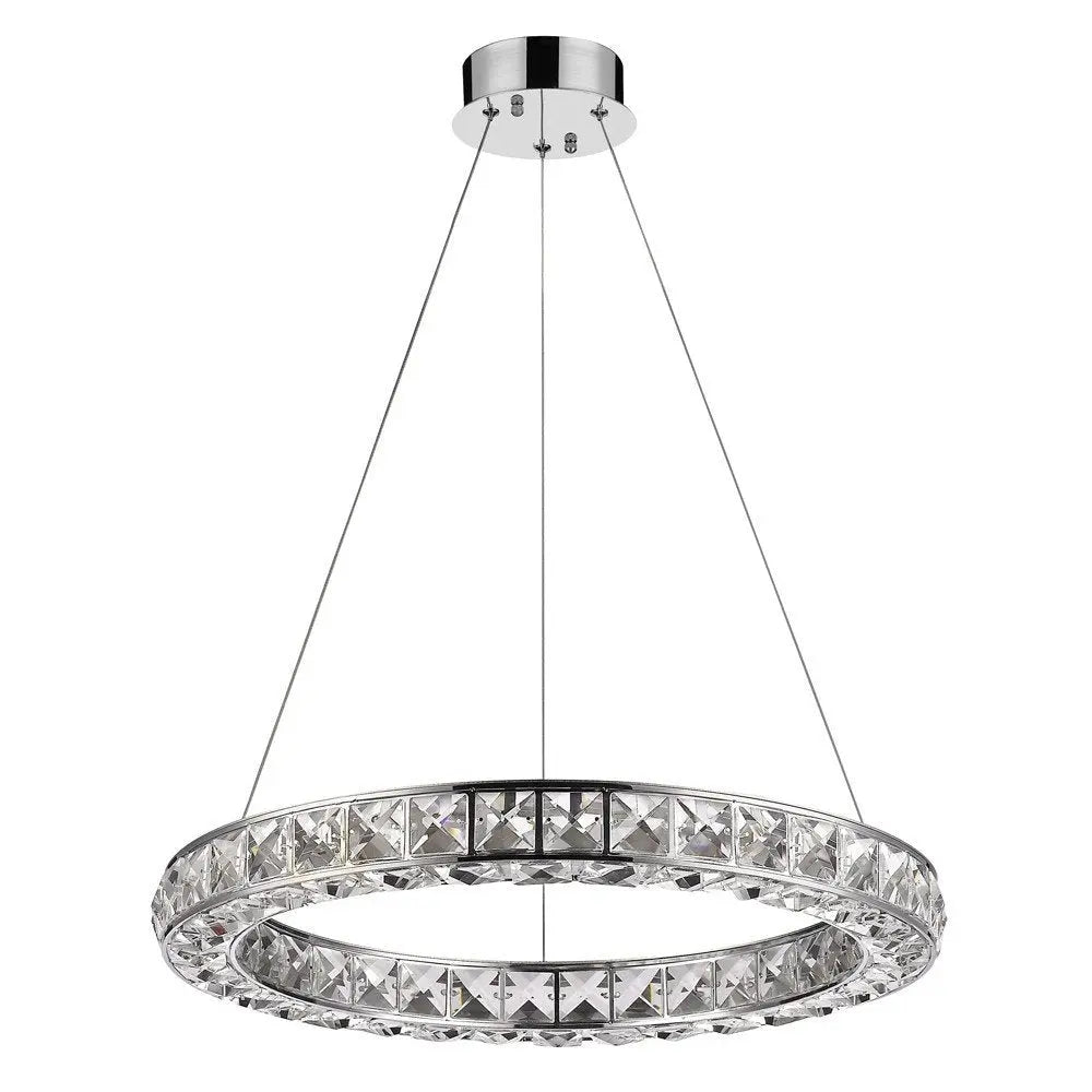 Silver Faux Crystal Bling Ring LED Hanging Light HomeRoots