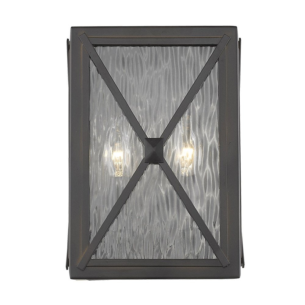 Burnished Bronze Criss Cross Water Glass Outdoor Light HomeRoots