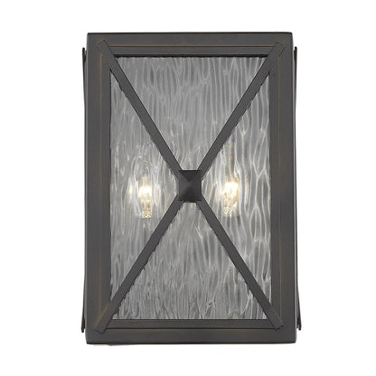 Burnished Bronze Criss Cross Water Glass Outdoor Light HomeRoots