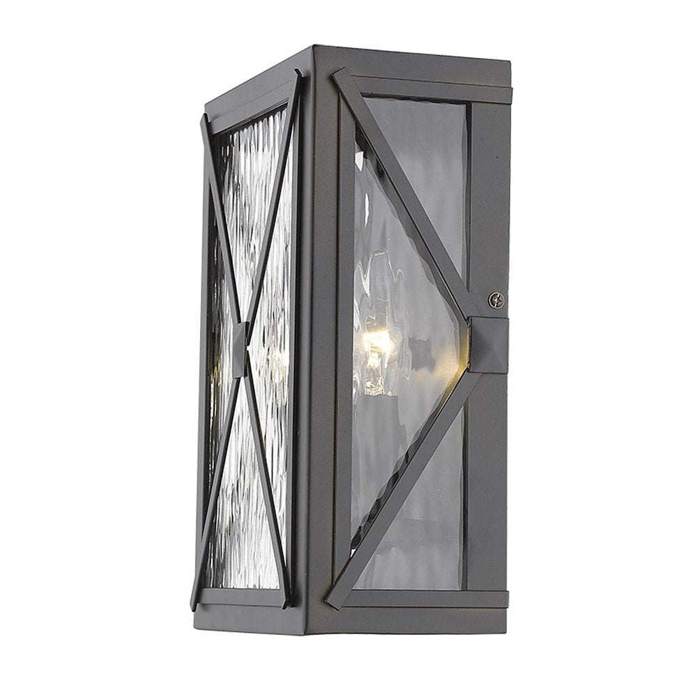 Burnished Bronze Criss Cross Water Glass Outdoor Light HomeRoots