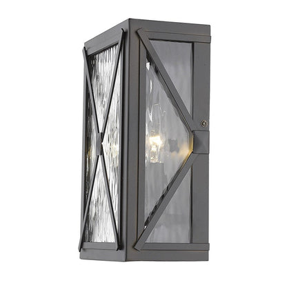 Burnished Bronze Criss Cross Water Glass Outdoor Light HomeRoots