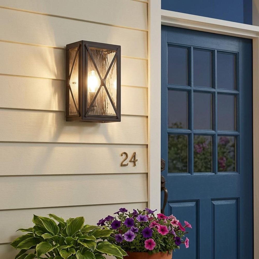 Burnished Bronze Criss Cross Water Glass Outdoor Light HomeRoots