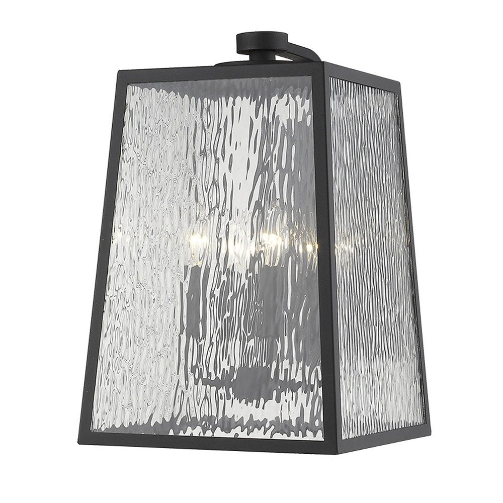 Black And Clear Four Light Seeded Dimmable Outdoor Hanging Lights With Bronze Shades HomeRoots