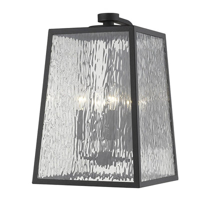 Black And Clear Four Light Seeded Dimmable Outdoor Hanging Lights With Bronze Shades HomeRoots