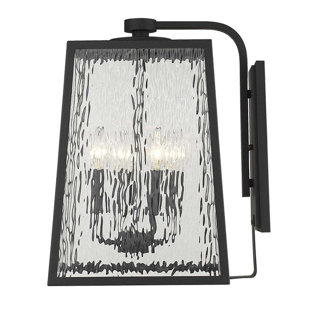 Black And Clear Four Light Seeded Dimmable Outdoor Hanging Lights With Bronze Shades HomeRoots