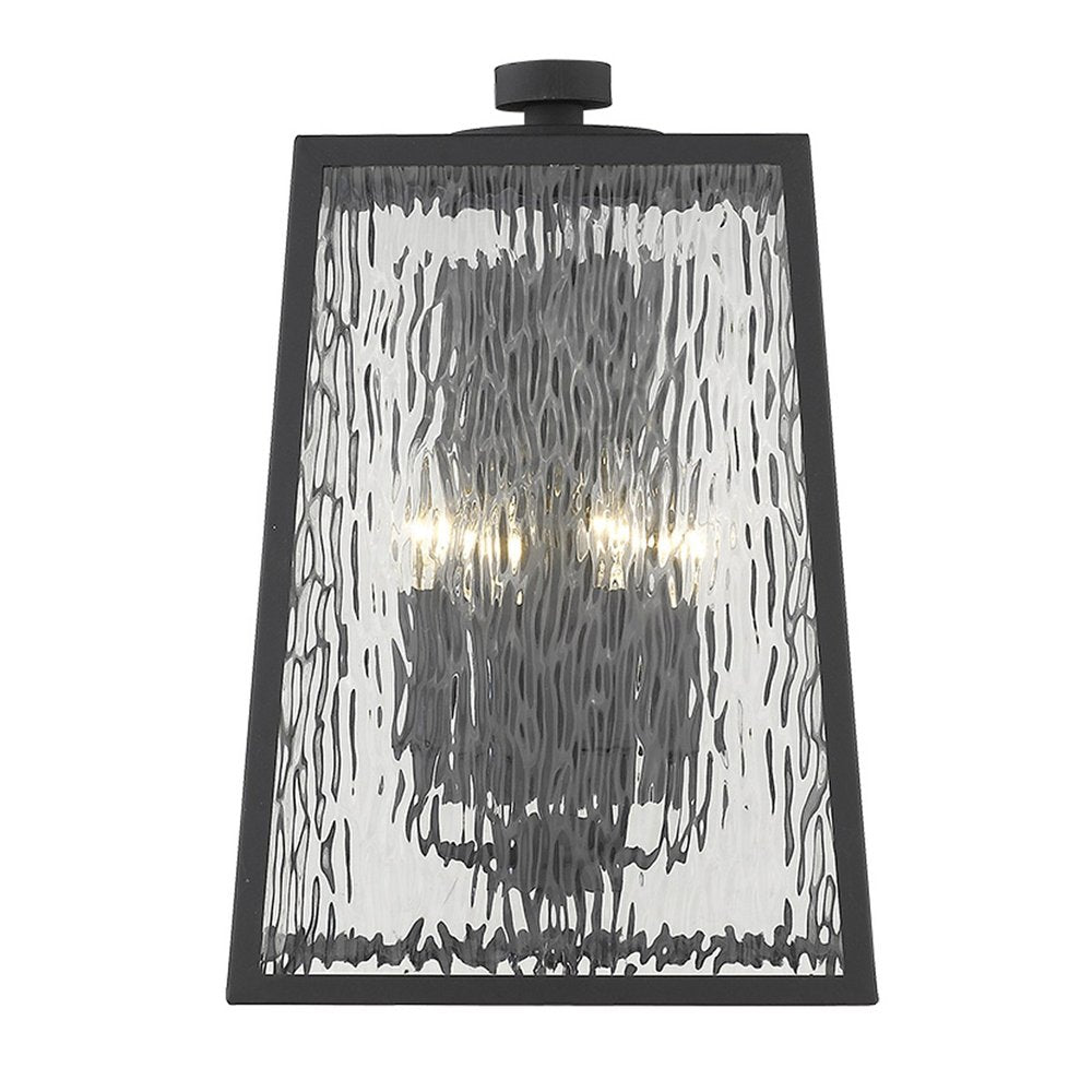 Black And Clear Four Light Seeded Dimmable Outdoor Hanging Lights With Bronze Shades HomeRoots