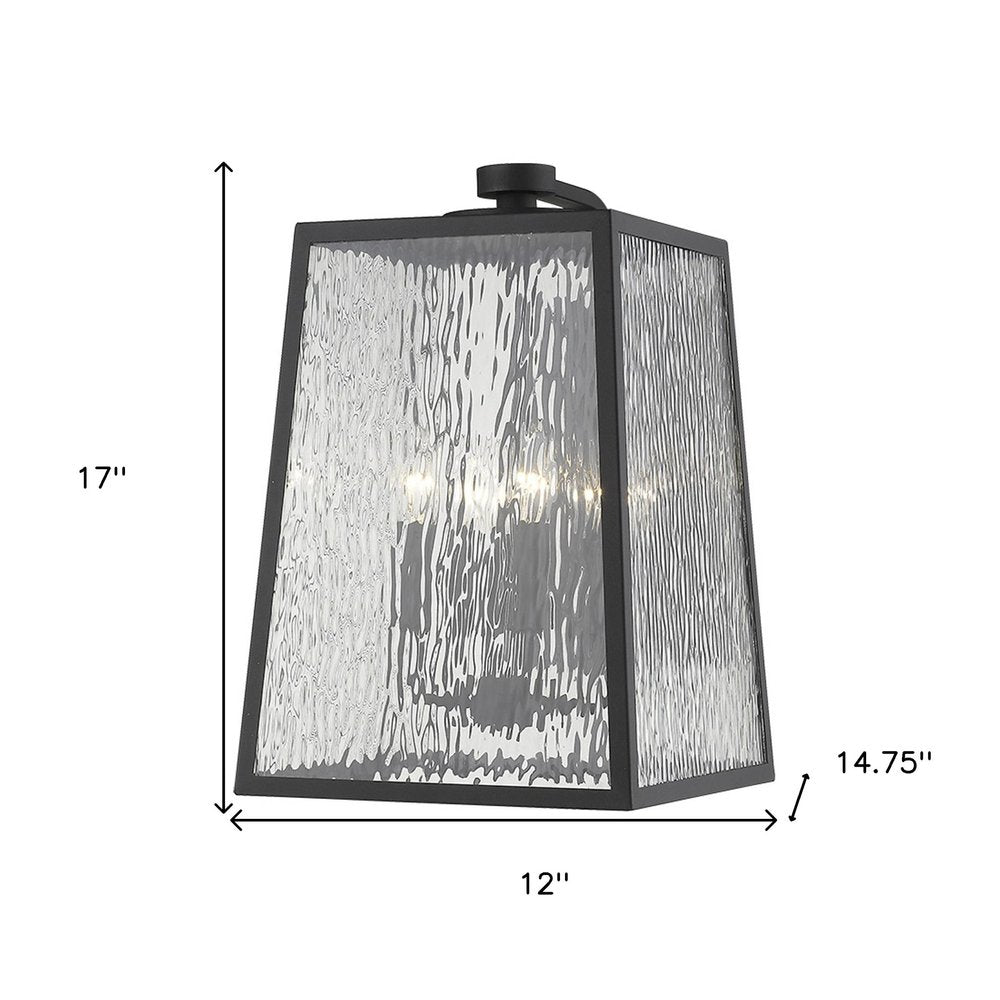 Black And Clear Four Light Seeded Dimmable Outdoor Hanging Lights With Bronze Shades HomeRoots