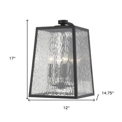 Black And Clear Four Light Seeded Dimmable Outdoor Hanging Lights With Bronze Shades HomeRoots