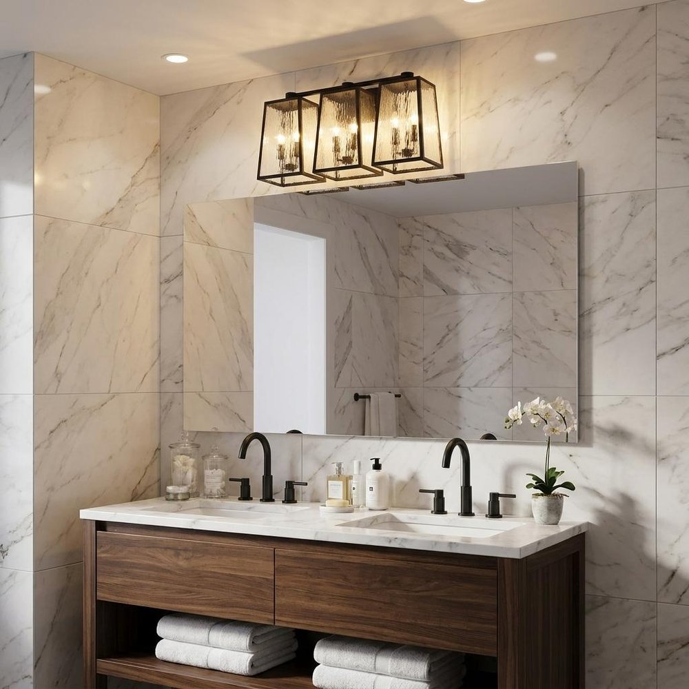 Black And Clear Four Light Seeded Dimmable Outdoor Hanging Lights With Bronze Shades HomeRoots