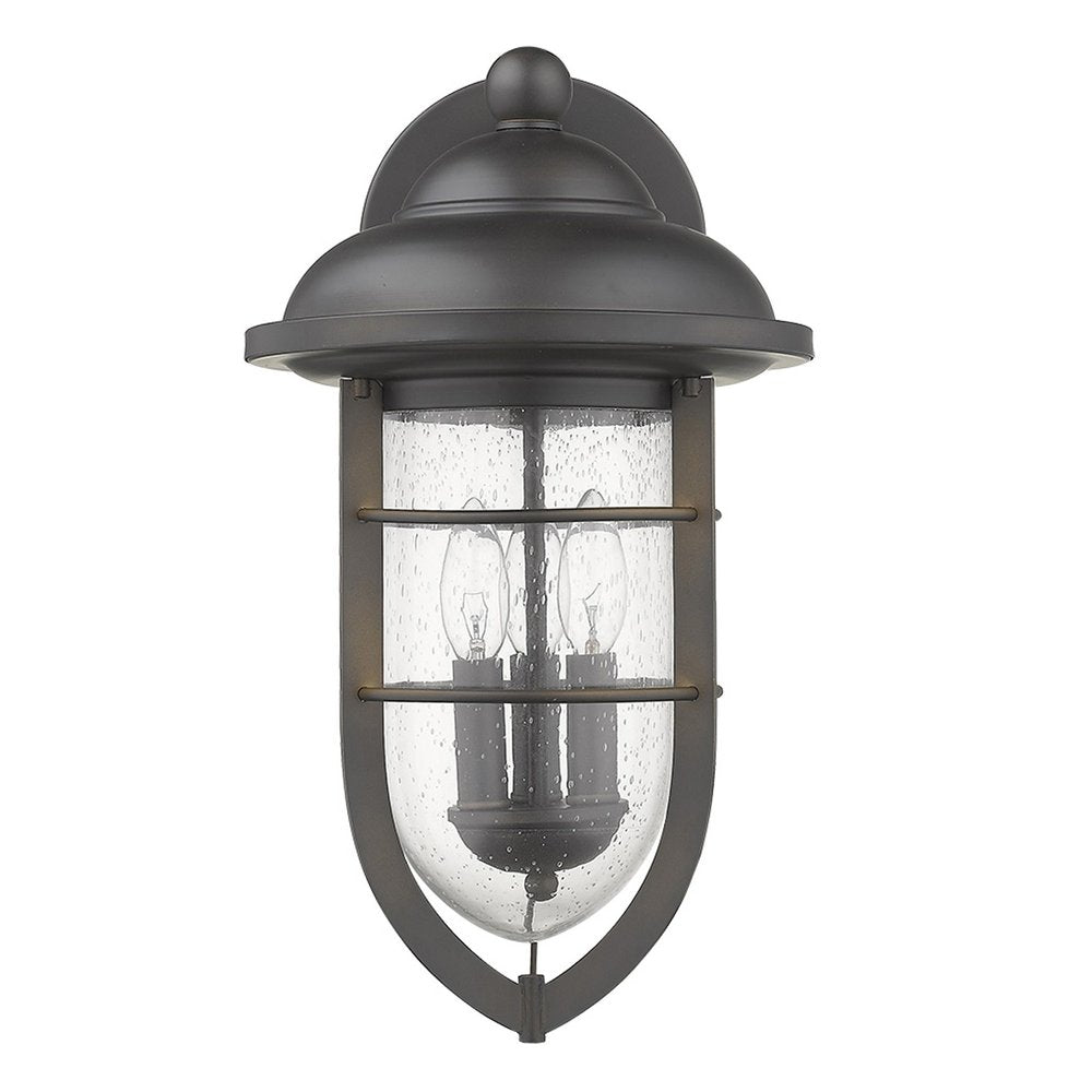 Black And Clear Three Light Seeded Dimmable Outdoor Hanging Lights With Bronze Shades HomeRoots