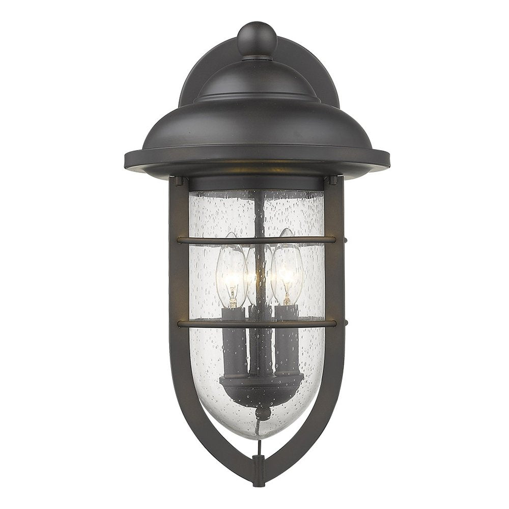 Black And Clear Three Light Seeded Dimmable Outdoor Hanging Lights With Bronze Shades HomeRoots