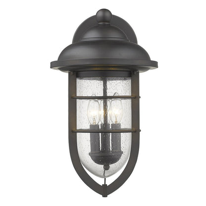 Black And Clear Three Light Seeded Dimmable Outdoor Hanging Lights With Bronze Shades HomeRoots