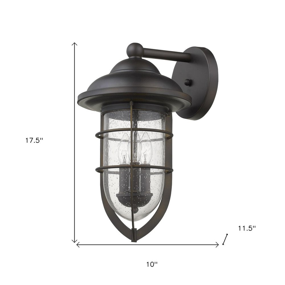 Black And Clear Three Light Seeded Dimmable Outdoor Hanging Lights With Bronze Shades HomeRoots