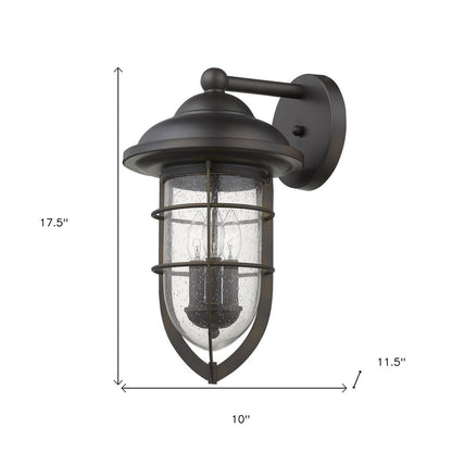 Black And Clear Three Light Seeded Dimmable Outdoor Hanging Lights With Bronze Shades HomeRoots