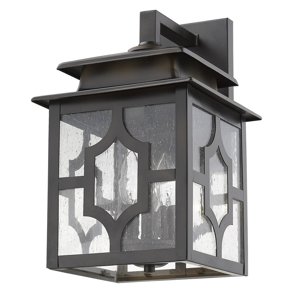 Black And Clear Three Light Seeded Dimmable Outdoor Hanging Lights With Bronze Shades HomeRoots
