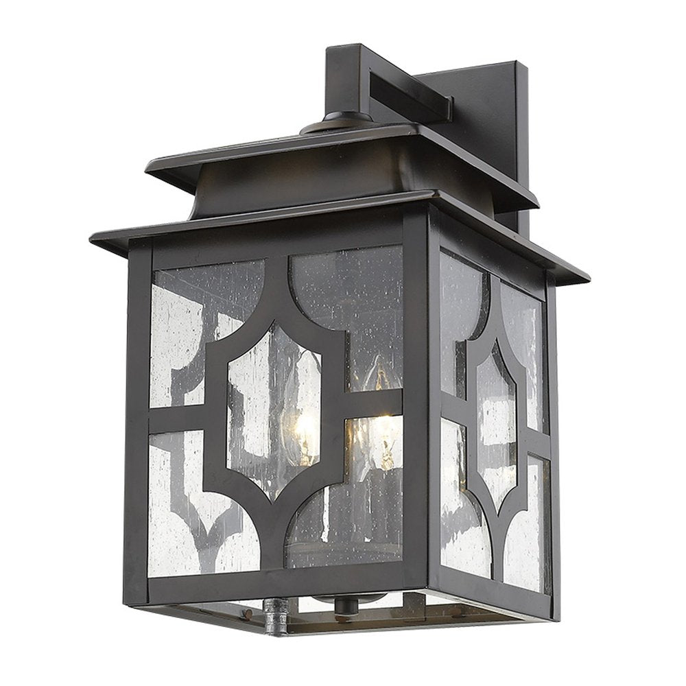 Black And Clear Three Light Seeded Dimmable Outdoor Hanging Lights With Bronze Shades HomeRoots