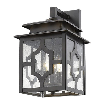 Black And Clear Three Light Seeded Dimmable Outdoor Hanging Lights With Bronze Shades HomeRoots